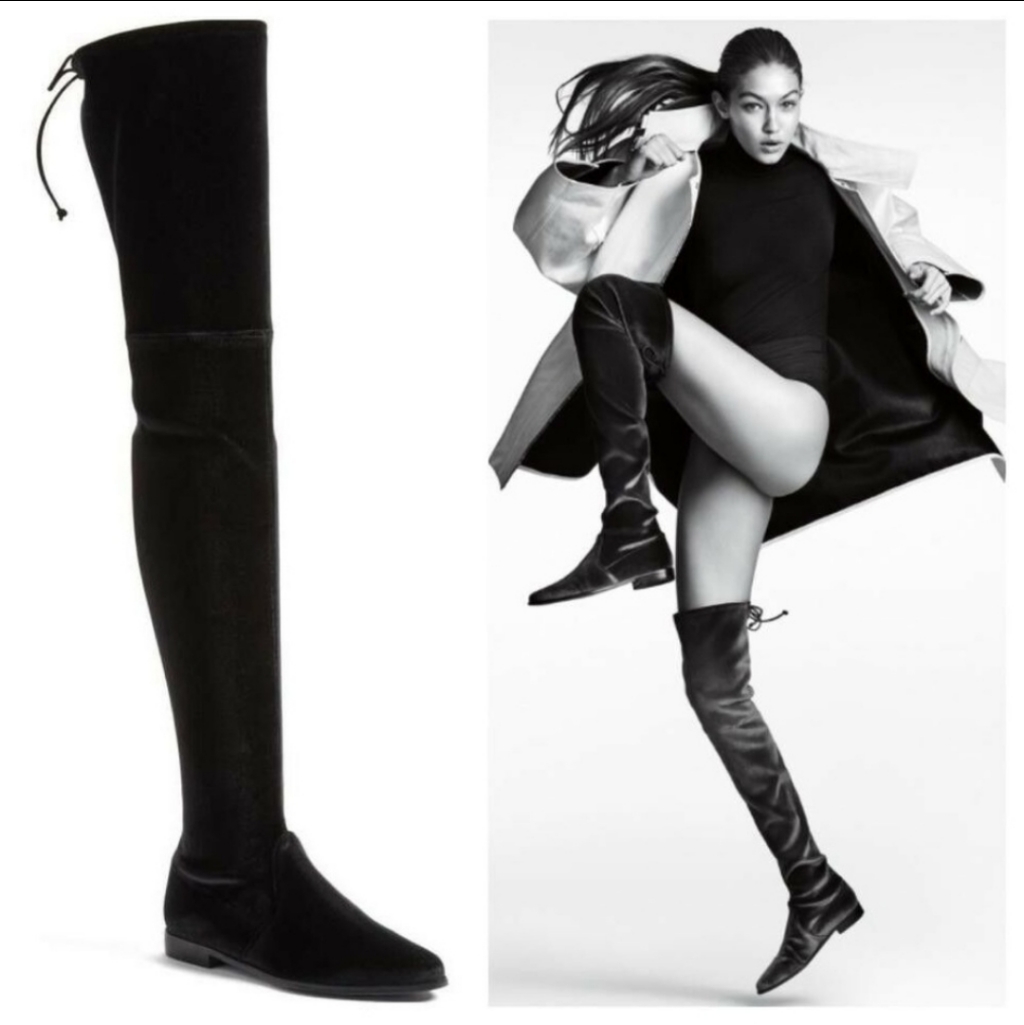 Stuart Weitzman Leggylady Stretch Velvet Over The Knee Thigh High Boots 5.5